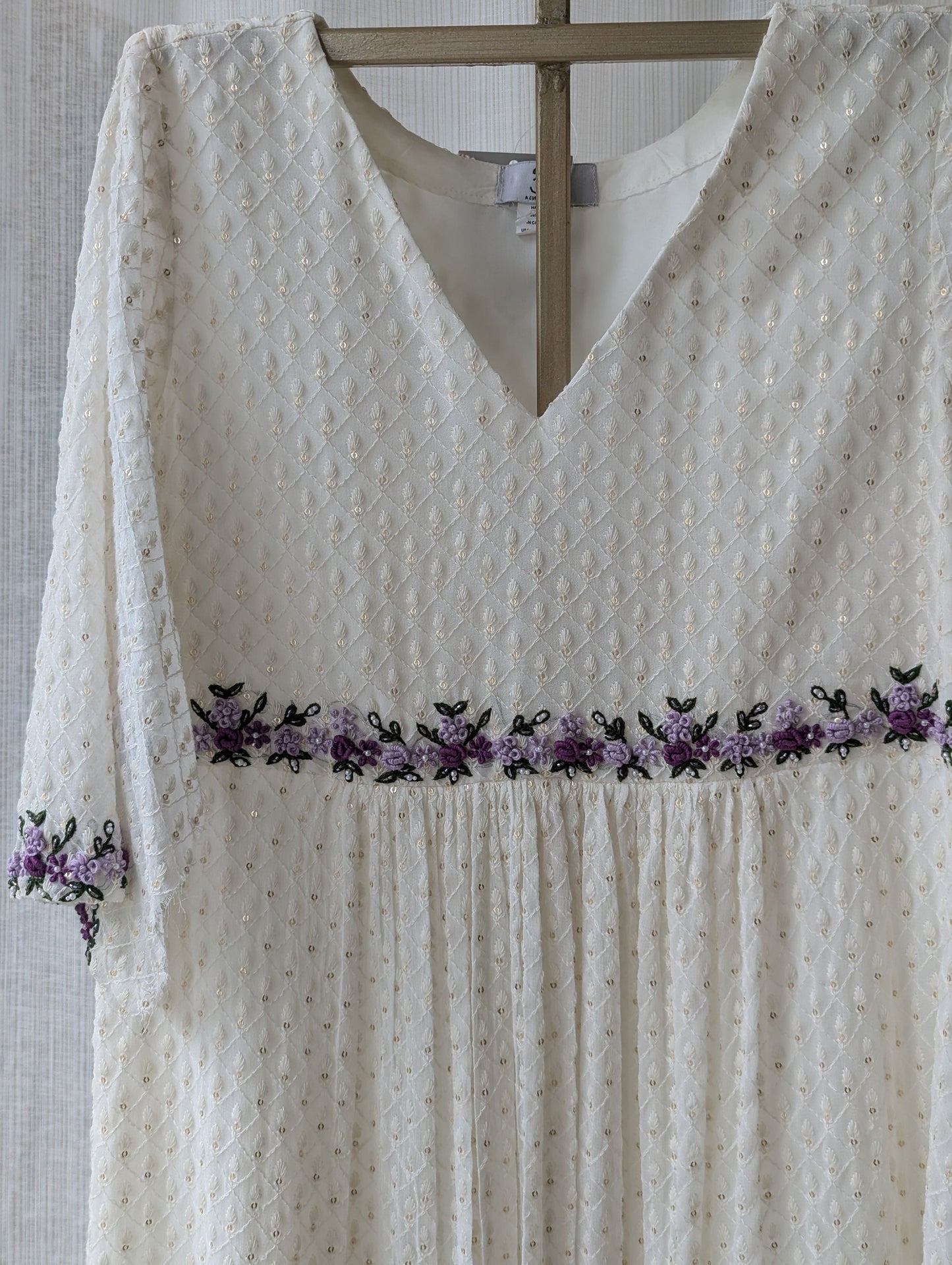 White Chikankari Hand Work Semi Party Wear Top