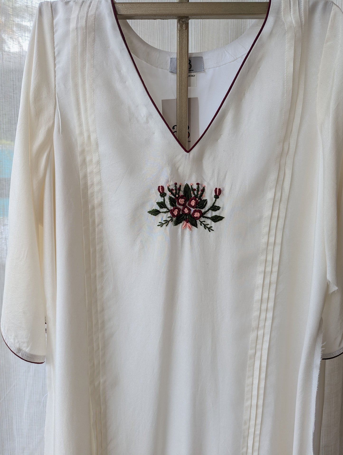 White Uppada Silk Hand Work Semi Party Wear Top