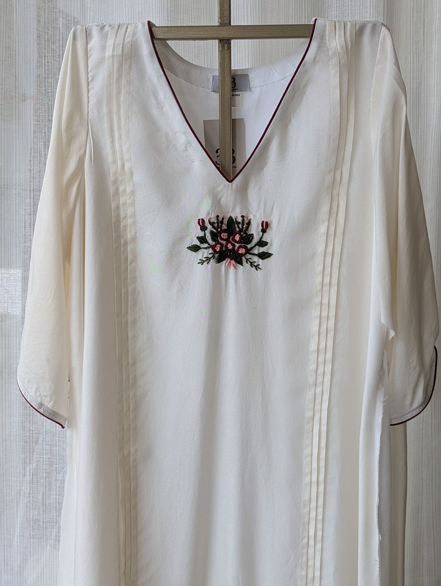 White Uppada Silk Hand Work Semi Party Wear Top