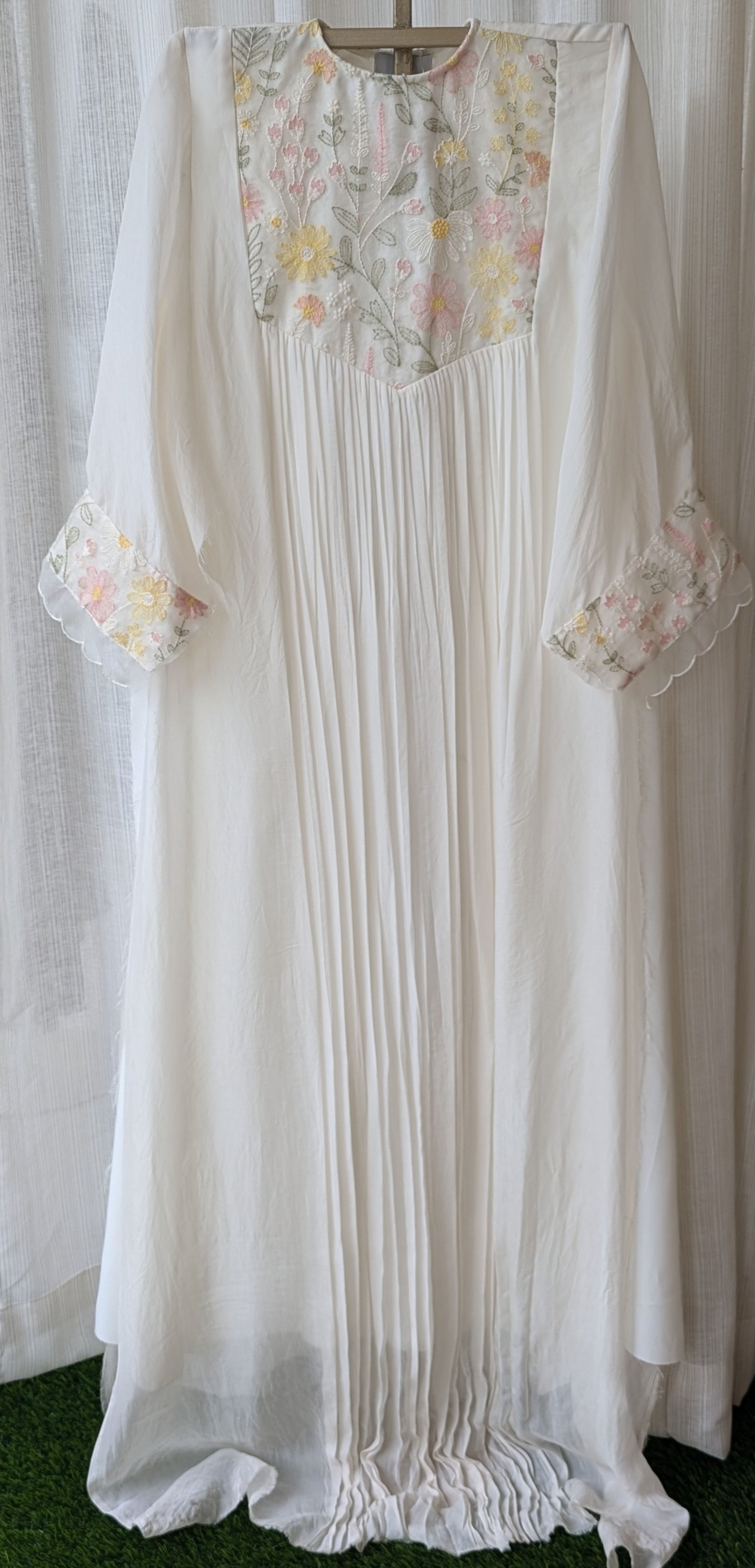 White Organza Embroidered Lace Top