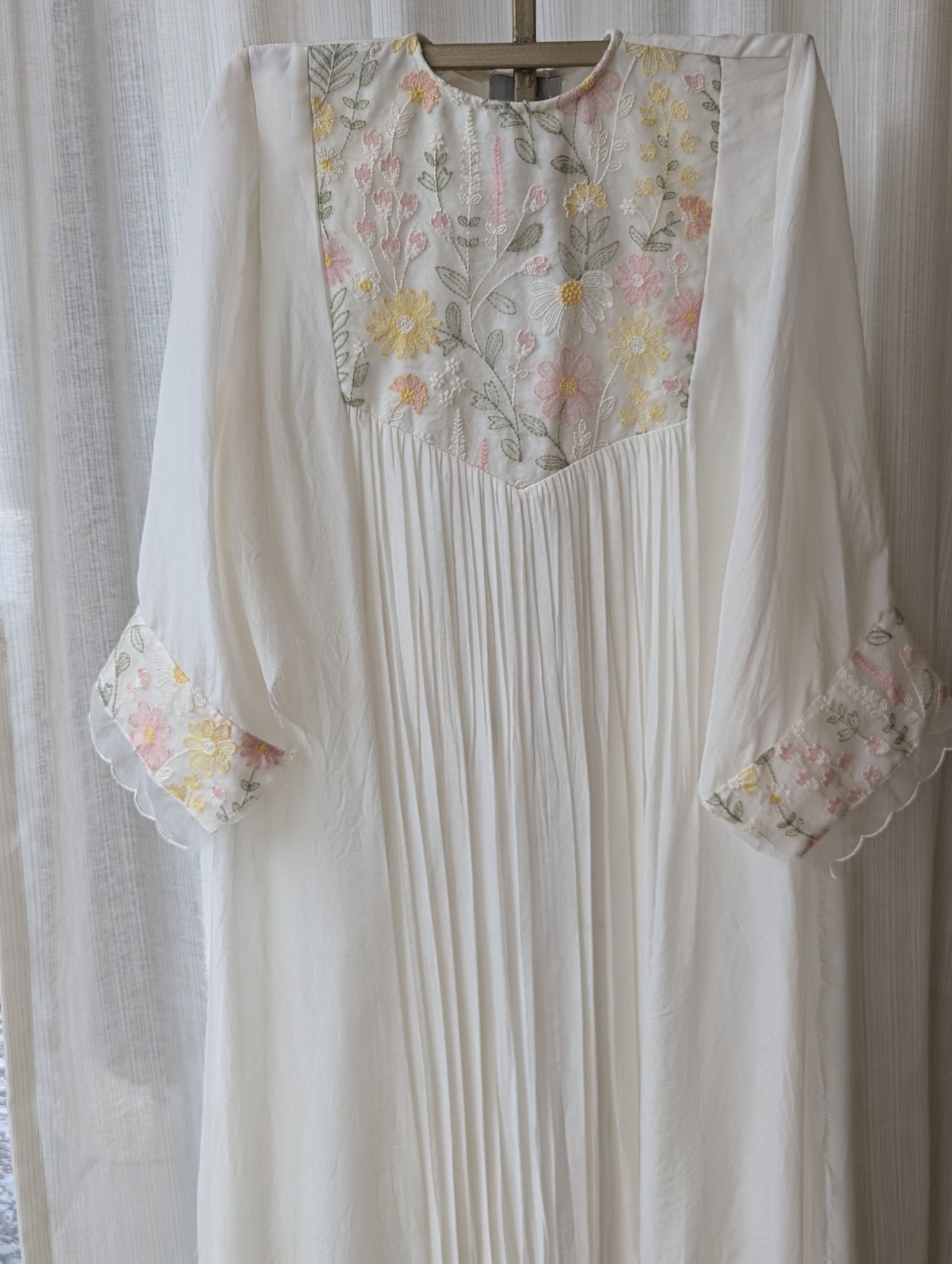 White Organza Embroidered Lace Top