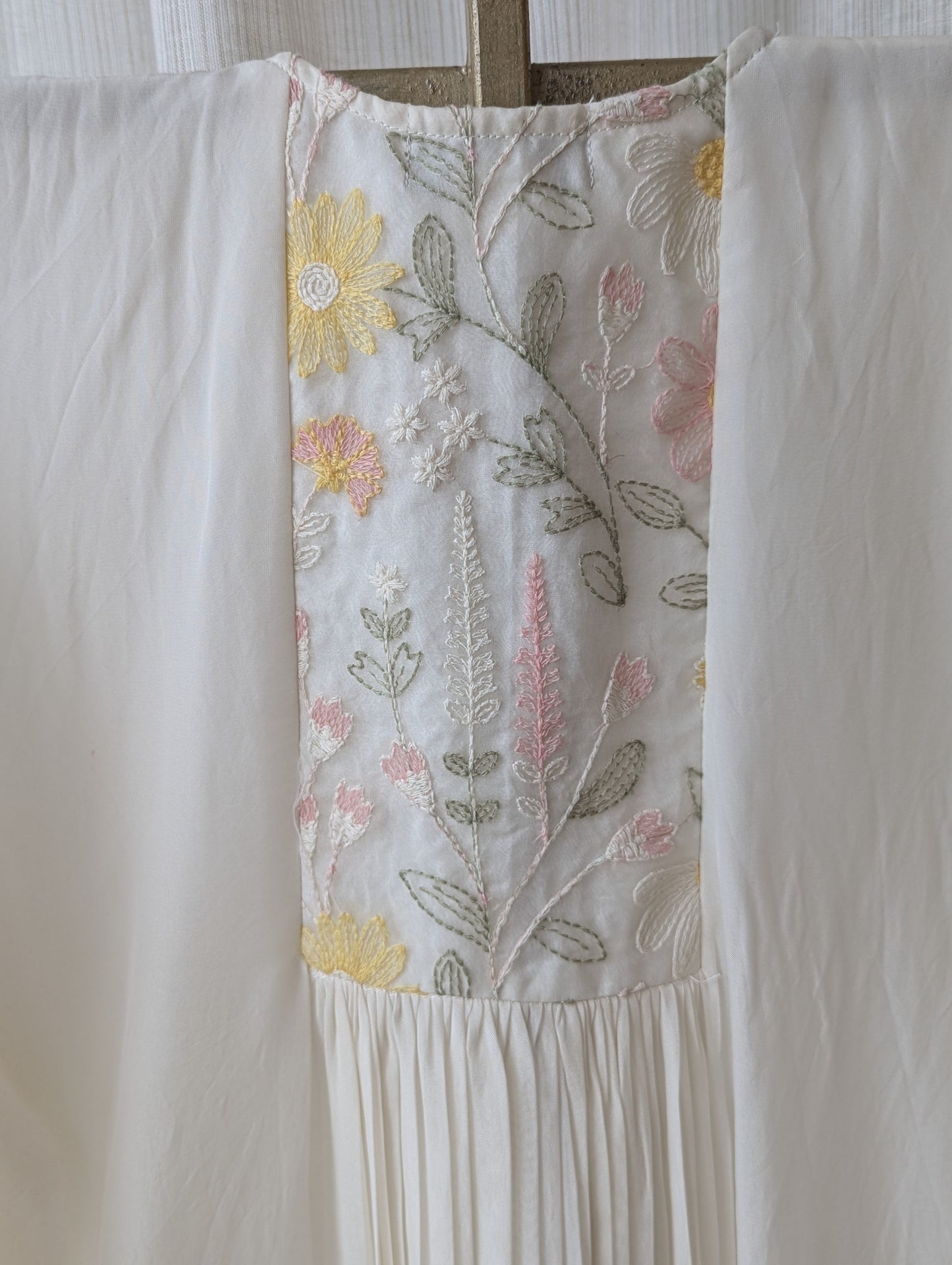 White Organza Embroidered Lace Top