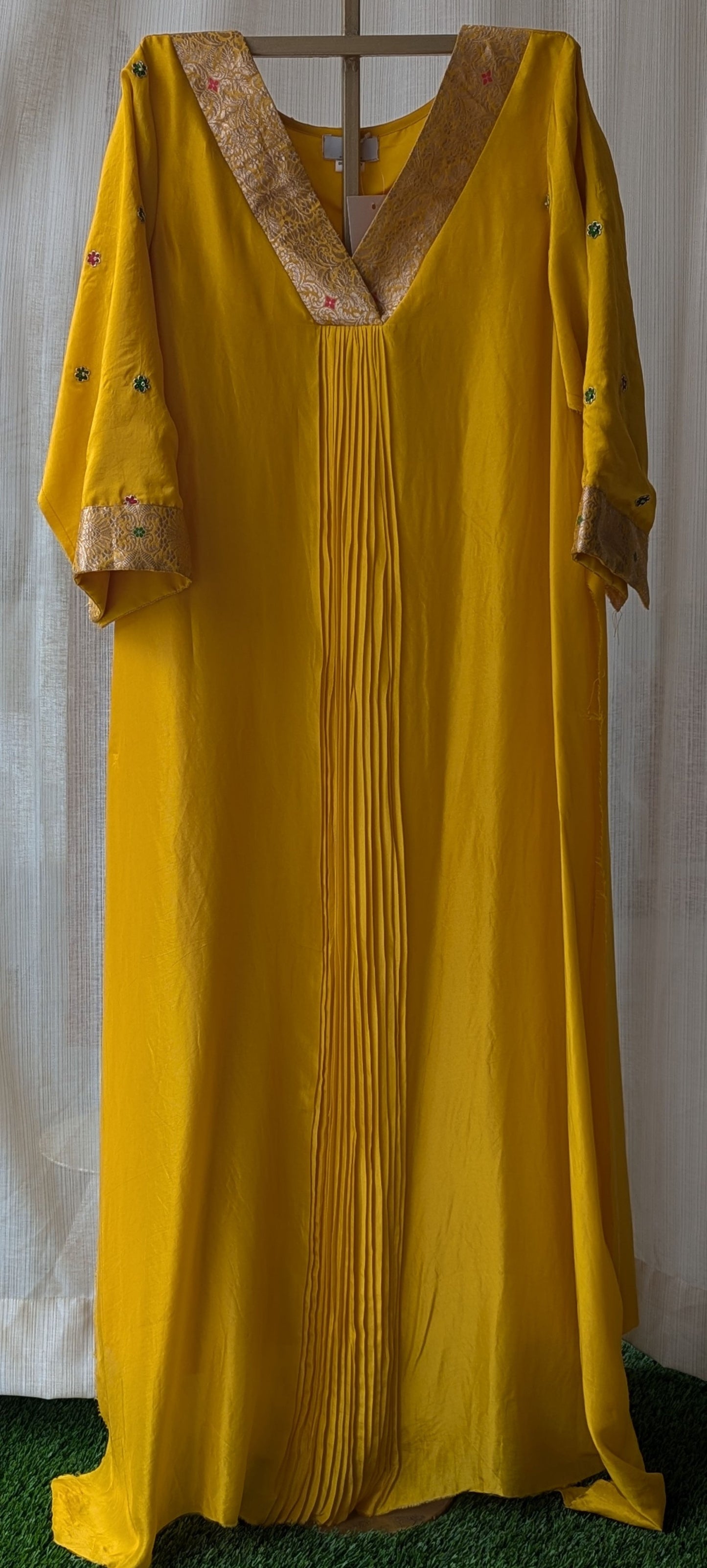Yellow Uppada Silk Banarasi Neck Semi Party Wear Top