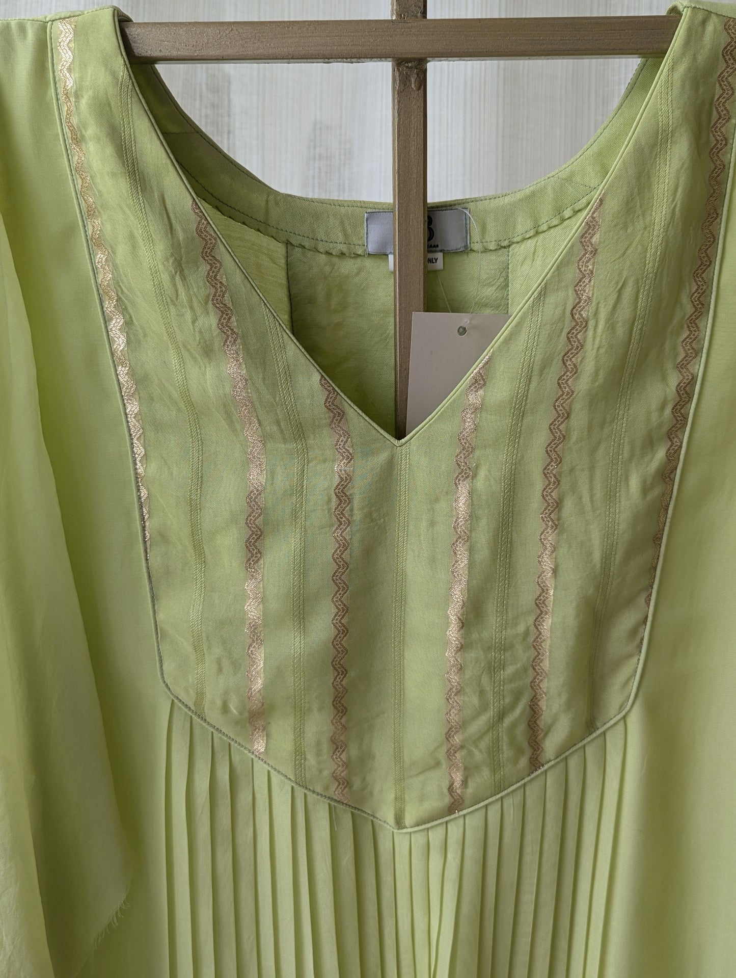 Organza green semi party wear top