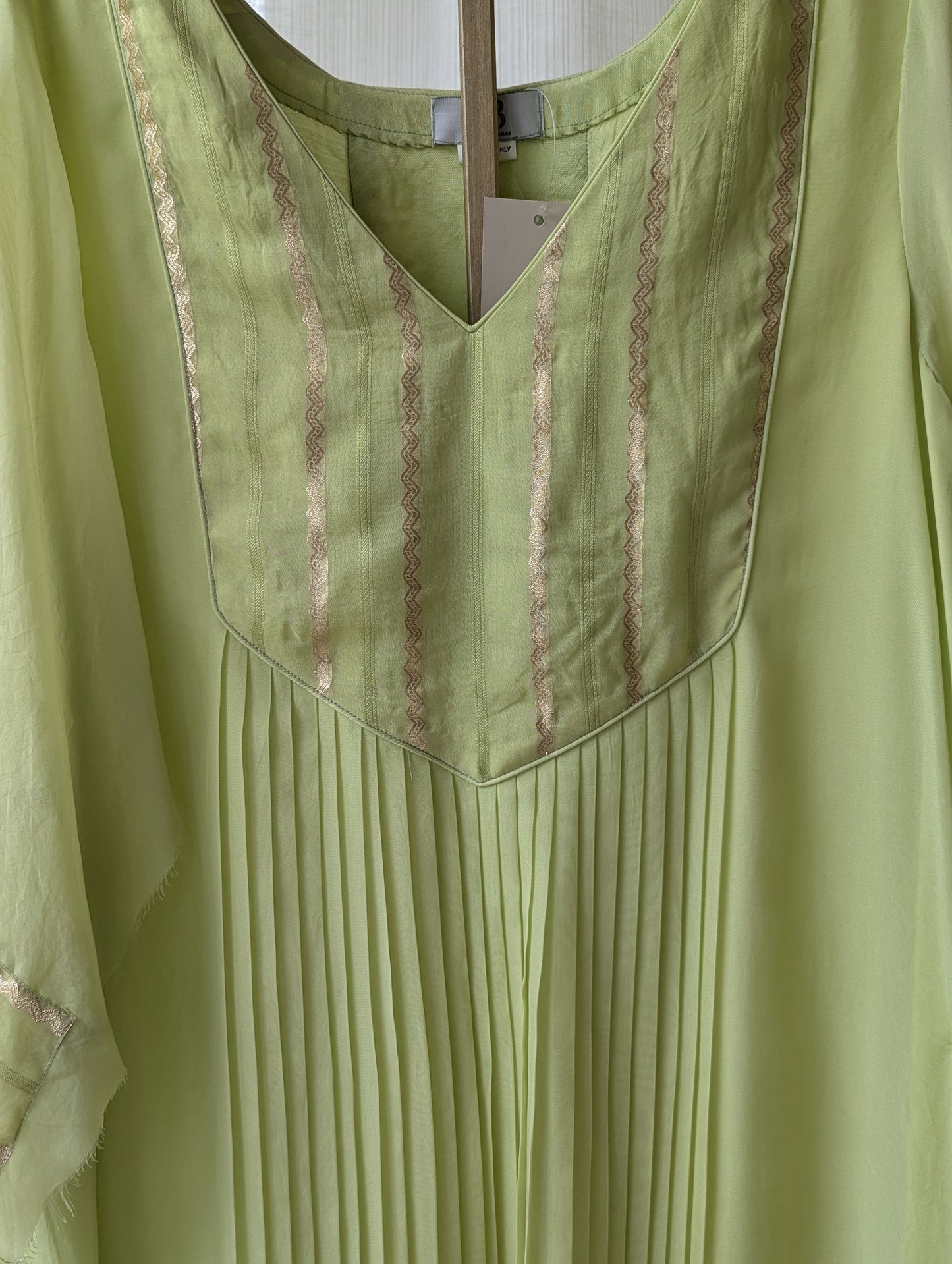 Organza green semi party wear top
