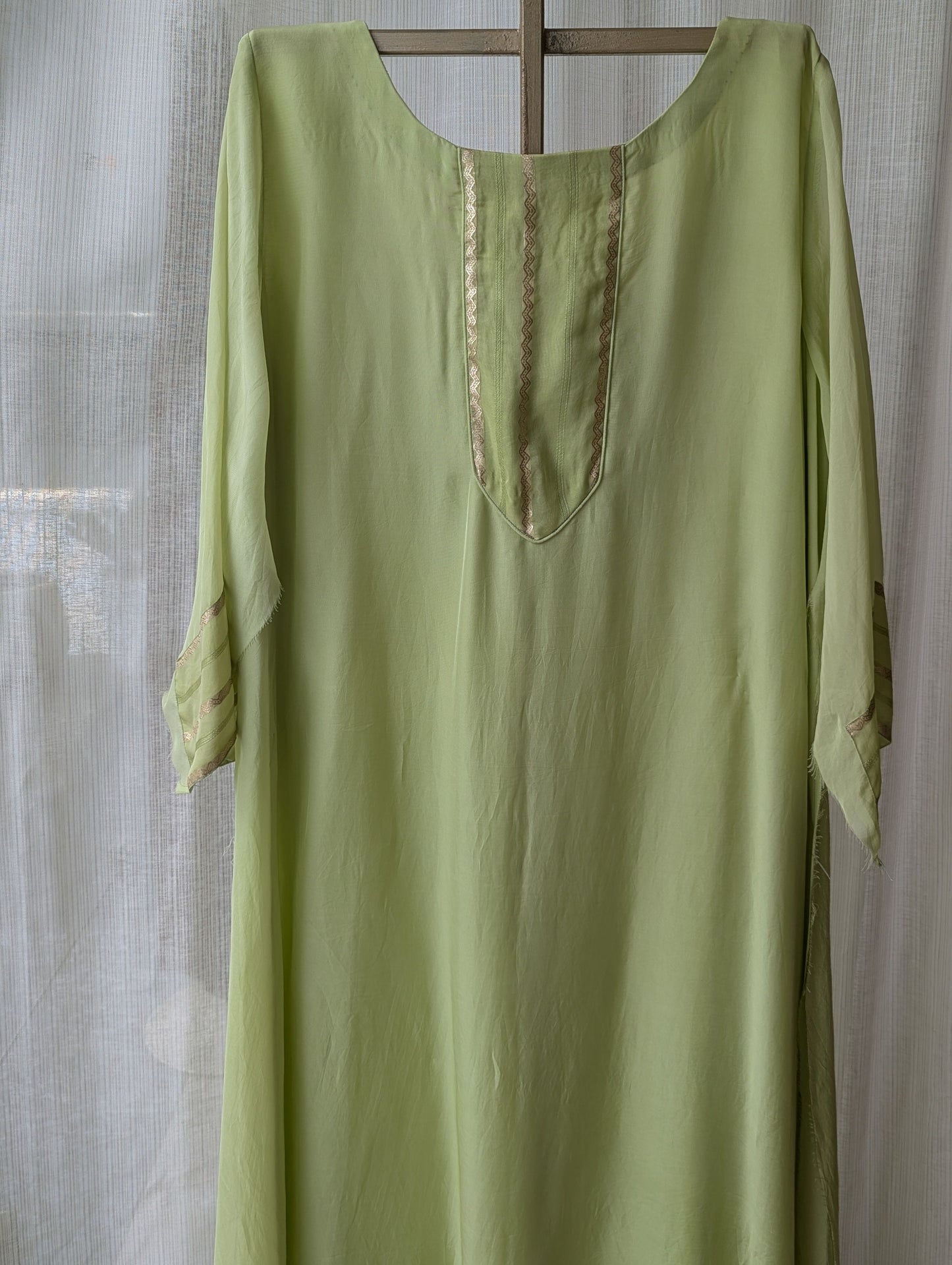 Organza green semi party wear top