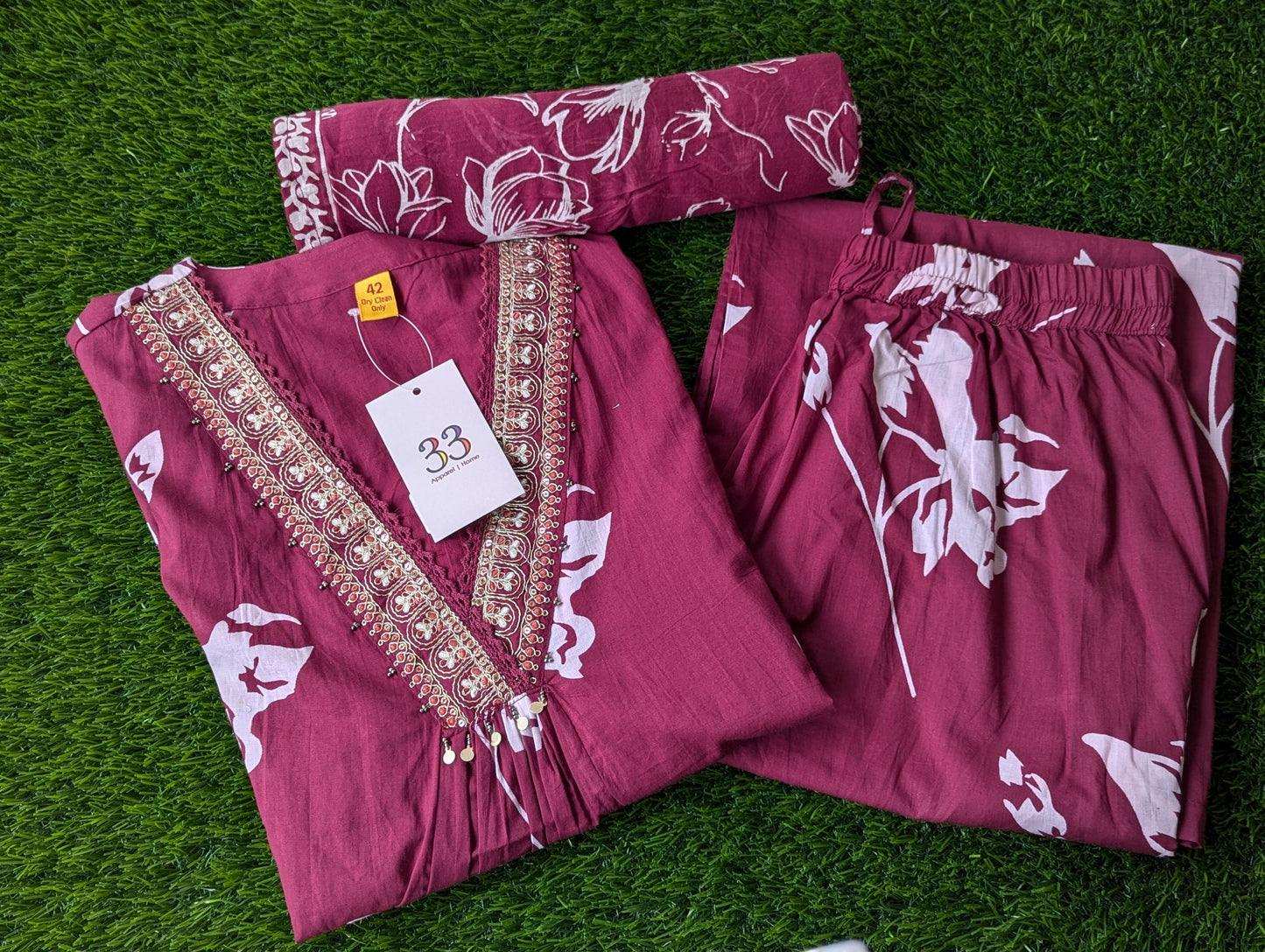 Dark Maroon Three Pieces Set