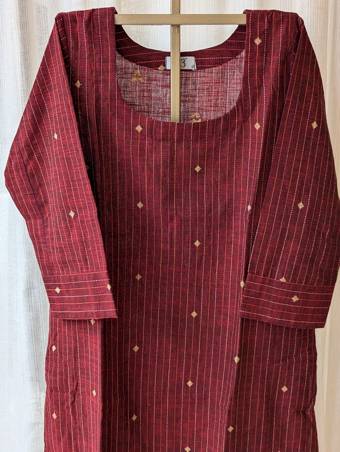 Cotton Red Stripe Line Kurti