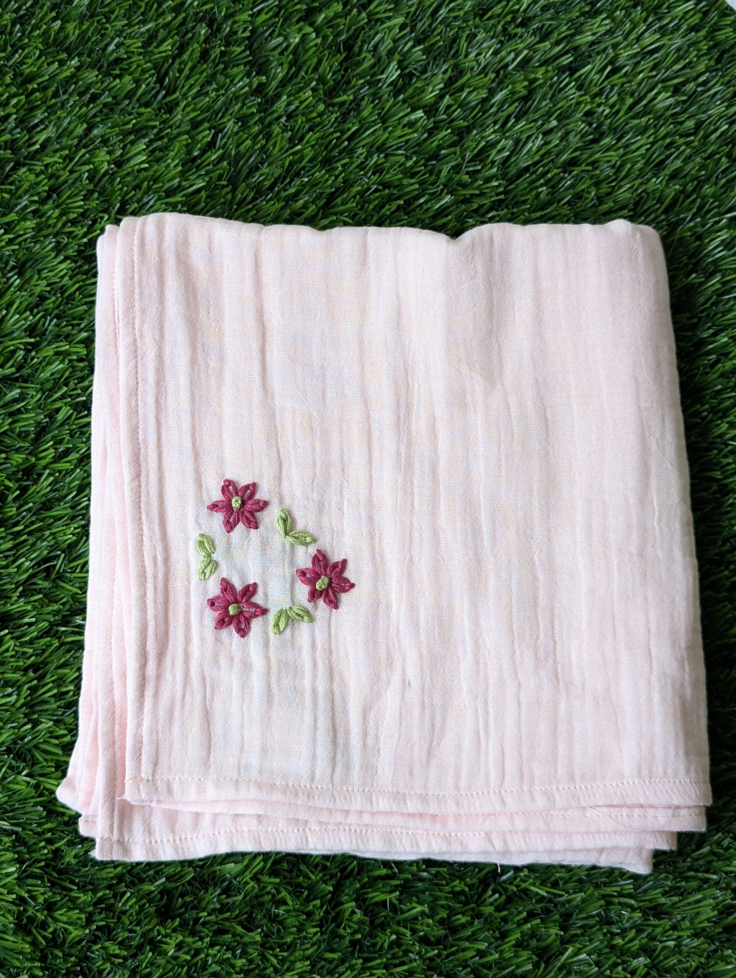 New Born Muslin Embroidery Swaddle