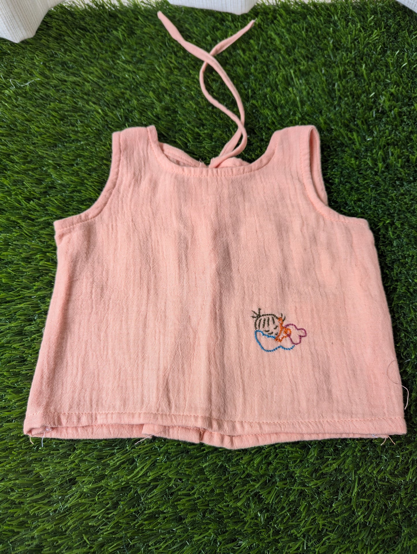 New Born Muslin Embroidery Vest