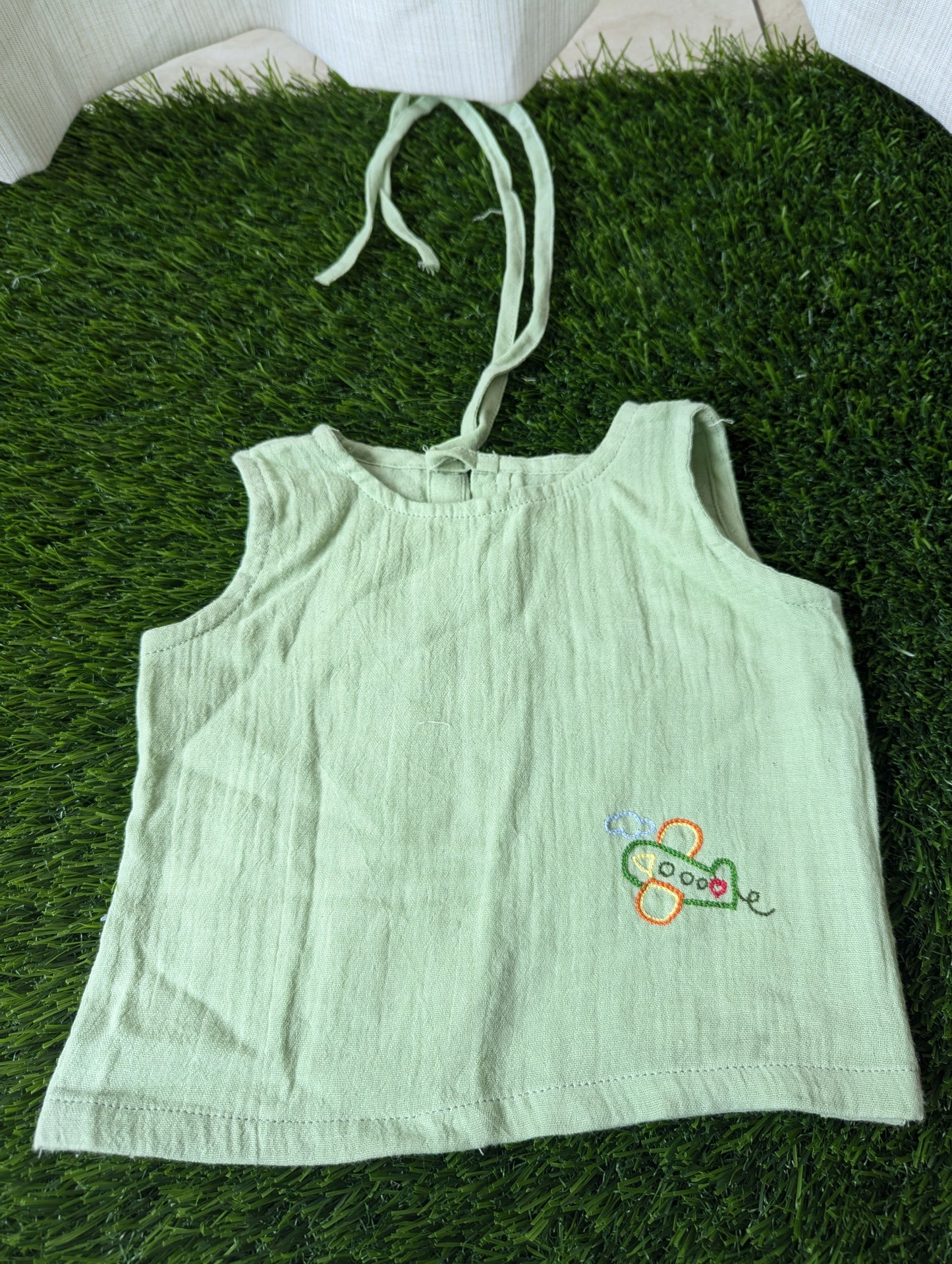 New Born Muslin Embroidery Vest