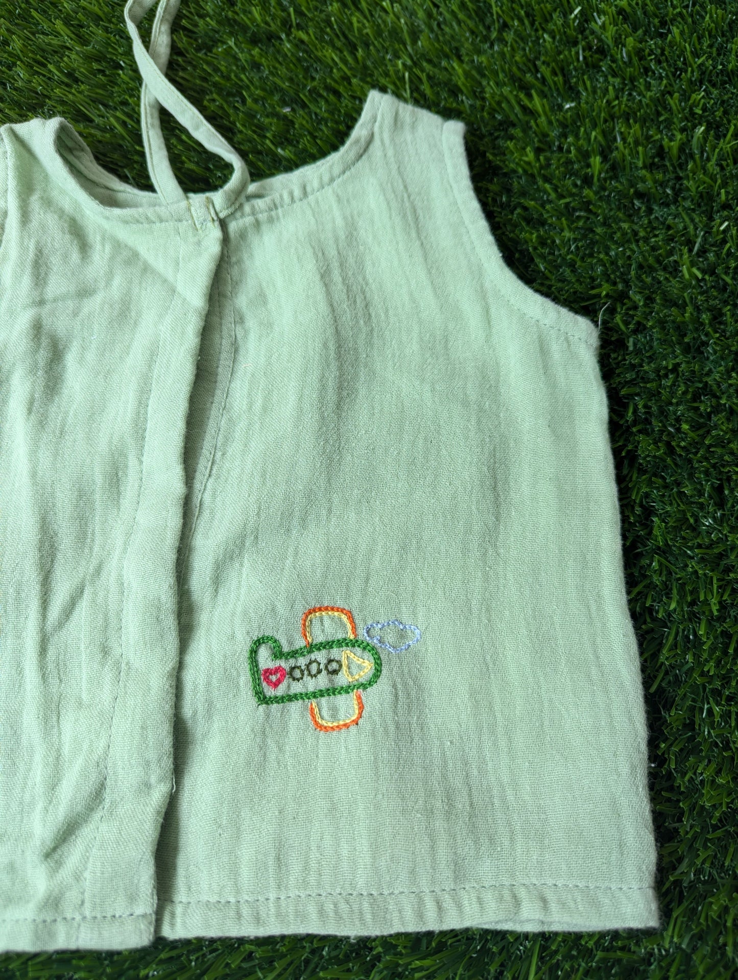 New Born Muslin Embroidery Vest