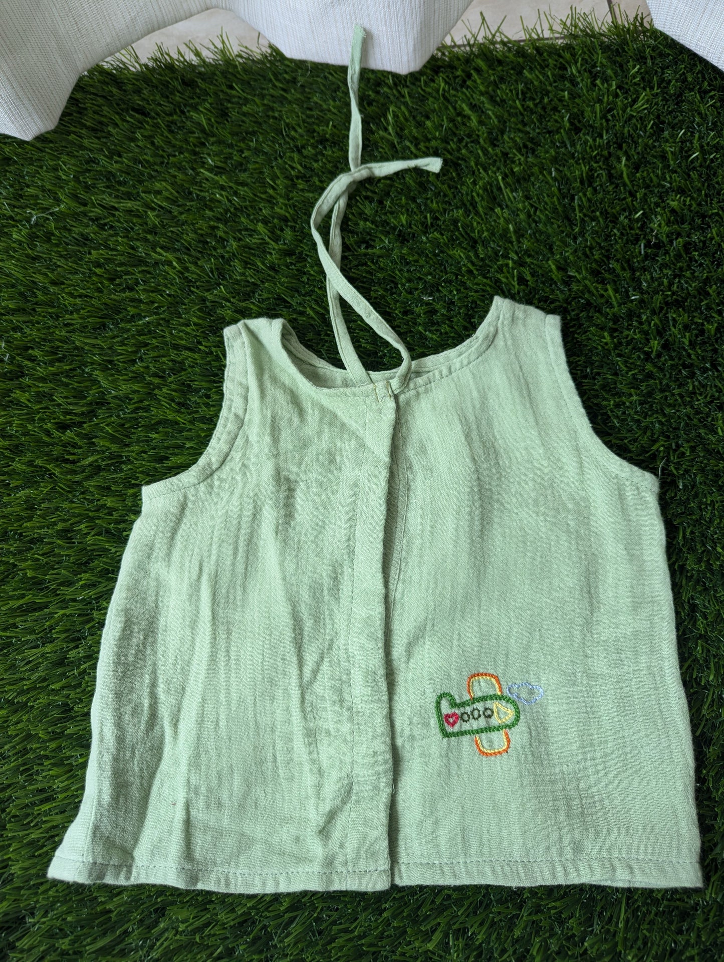 New Born Muslin Embroidery Vest