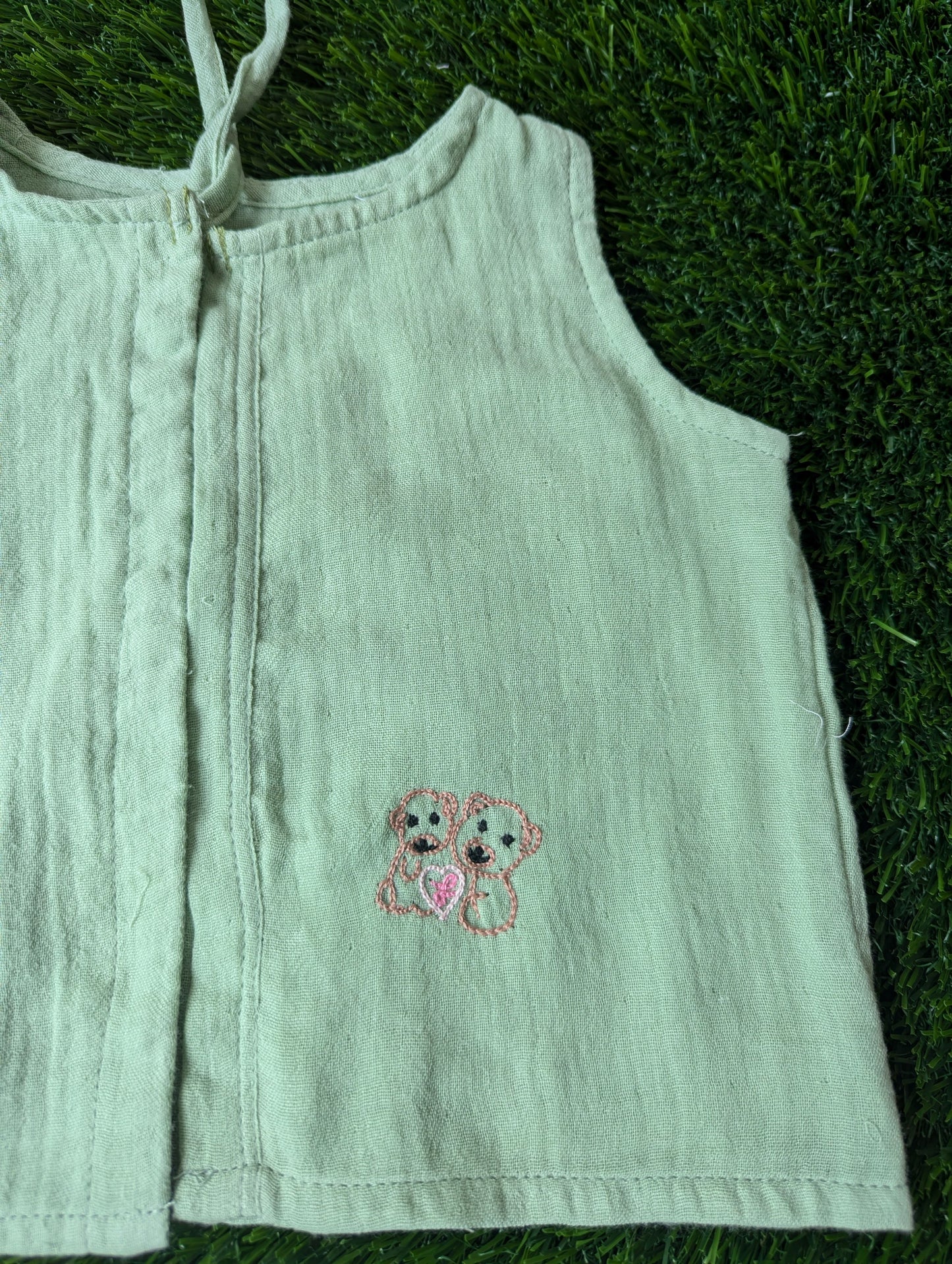 New Born Muslin Embroidery Vest
