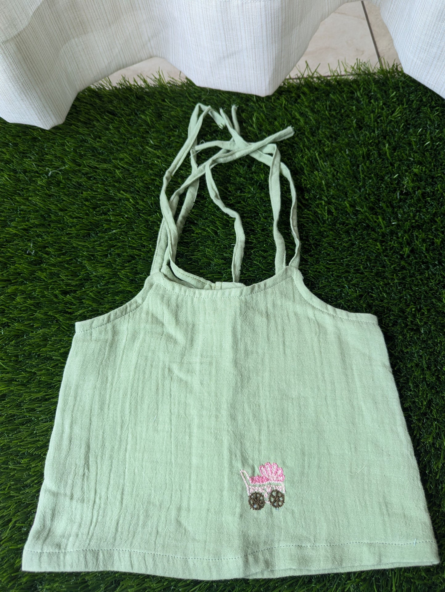 New Born Muslin Embroidery Vest