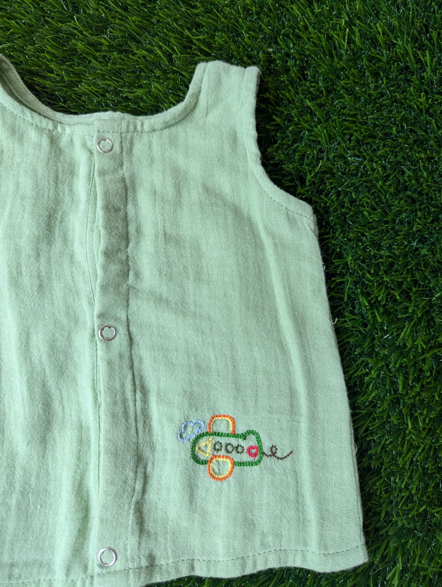 New Born Muslin Embroidery Vest
