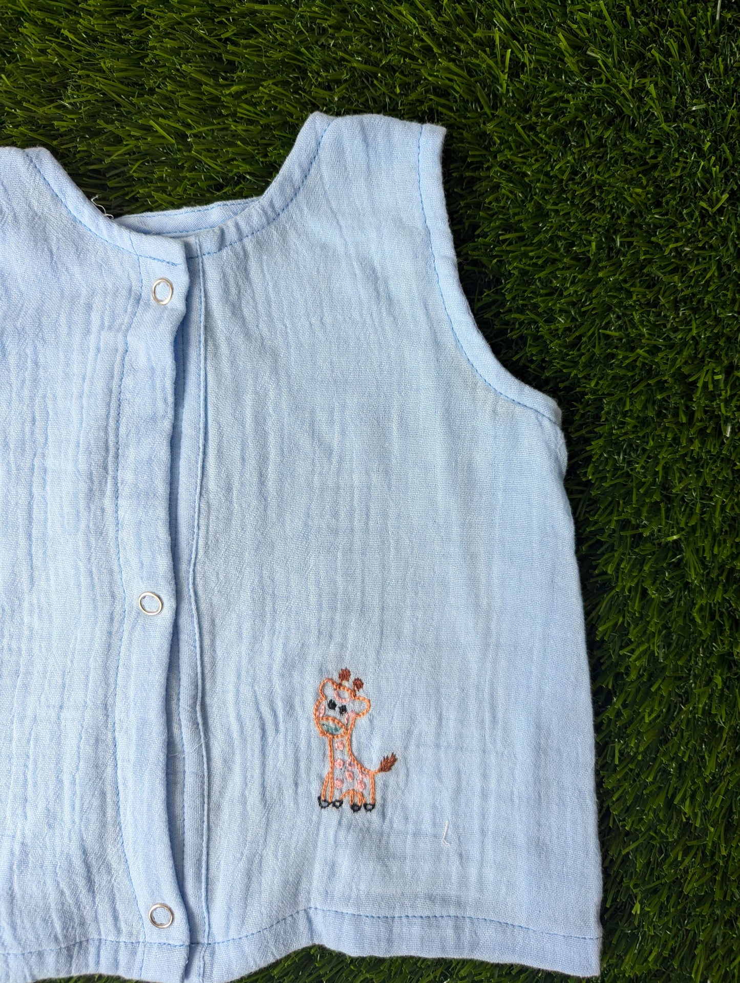 New Born Muslin Embroidery Vest
