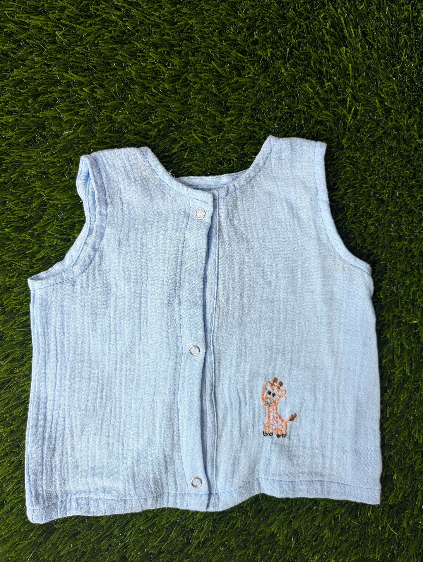 New Born Muslin Embroidery Vest