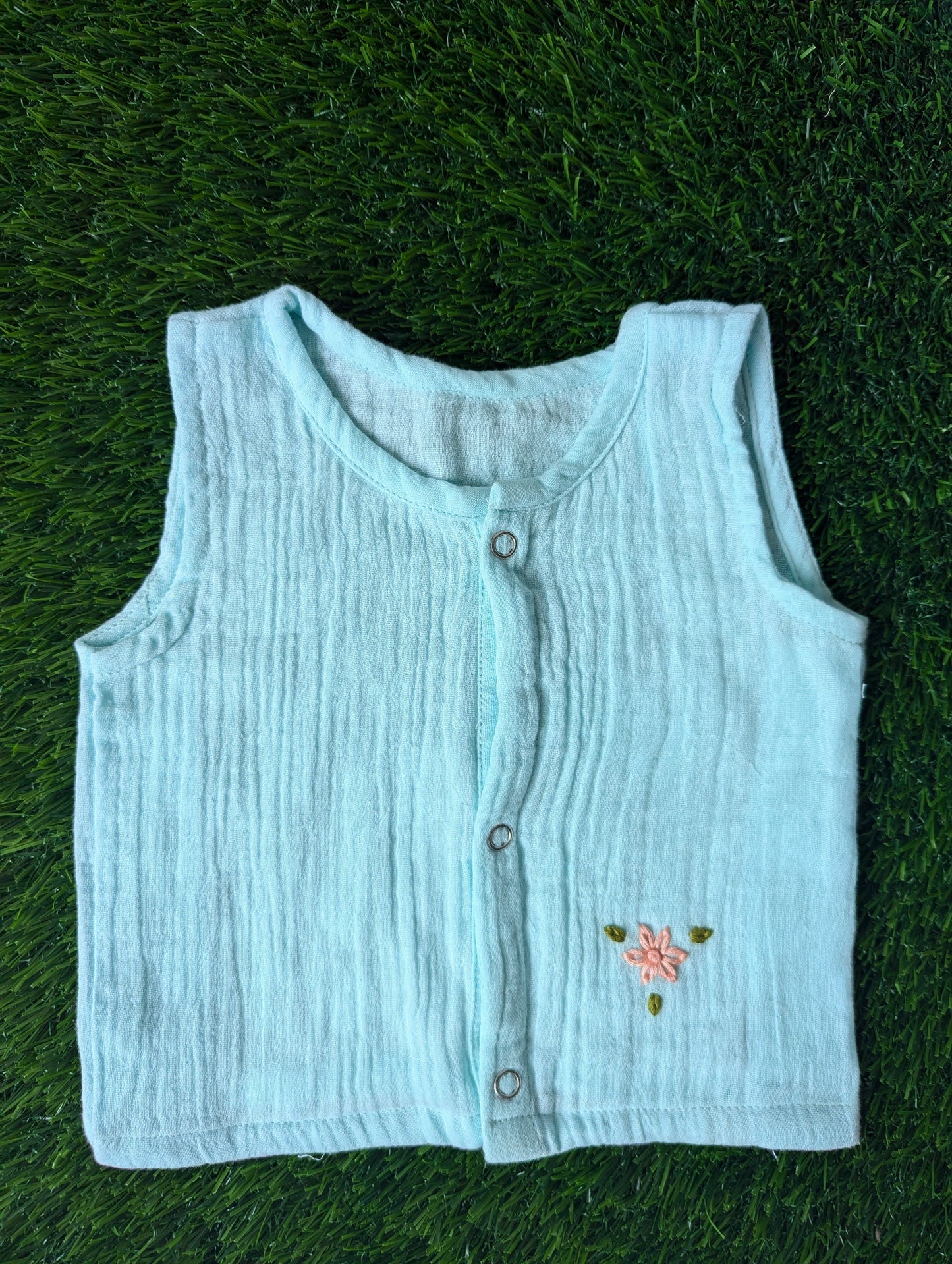 New Born Muslin Embroidery Vest