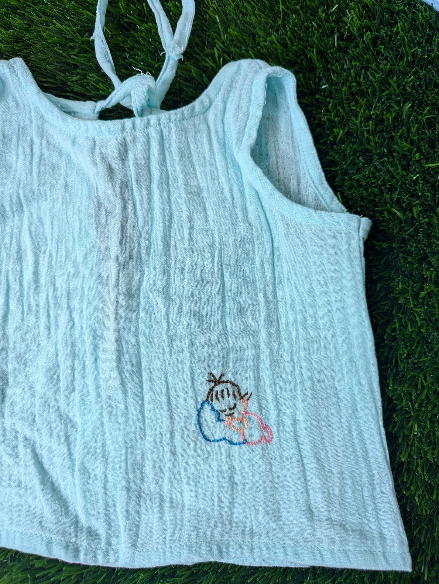 New Born Muslin Embroidery Vest