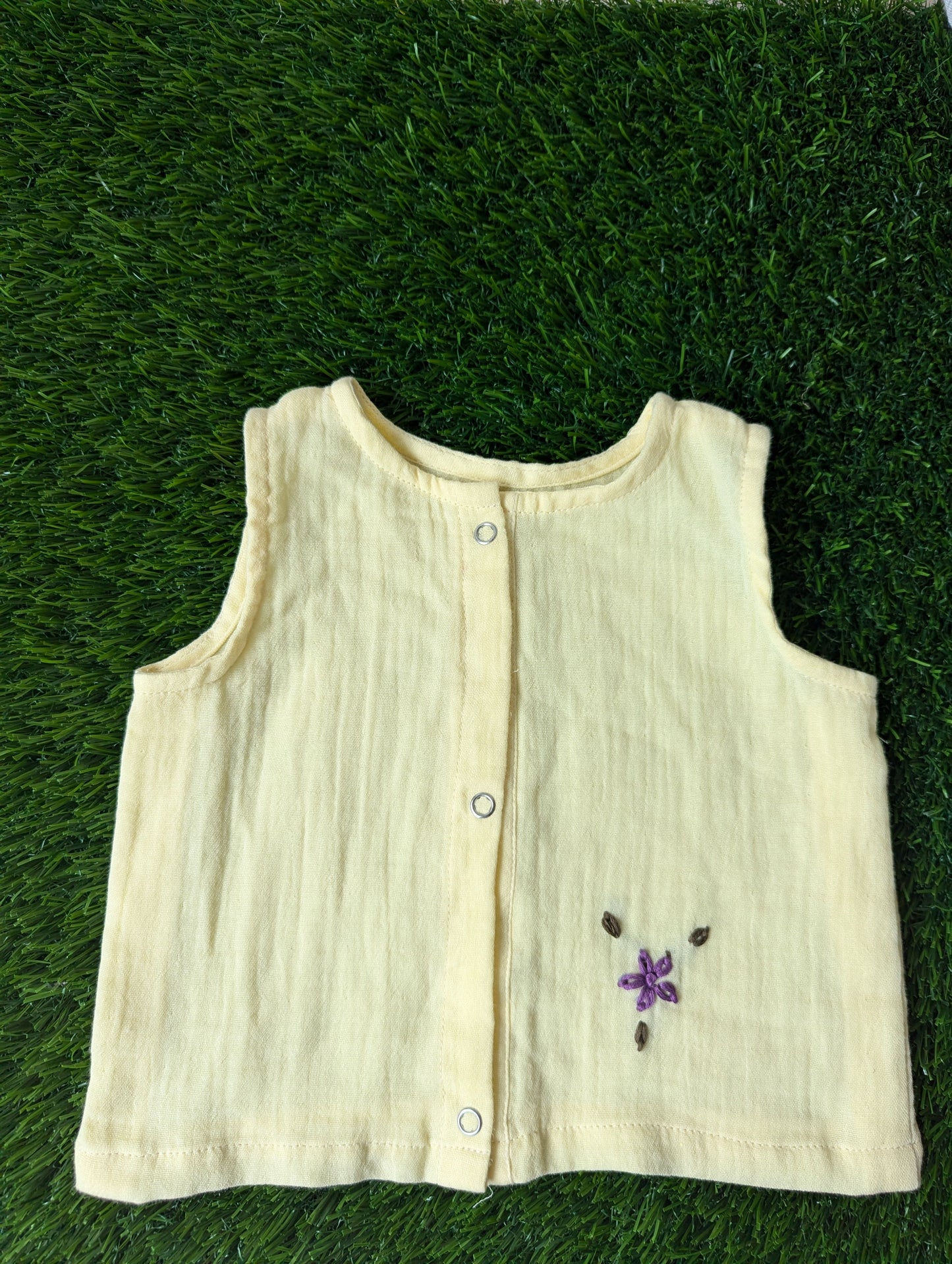 New Born Muslin Embroidery Vest