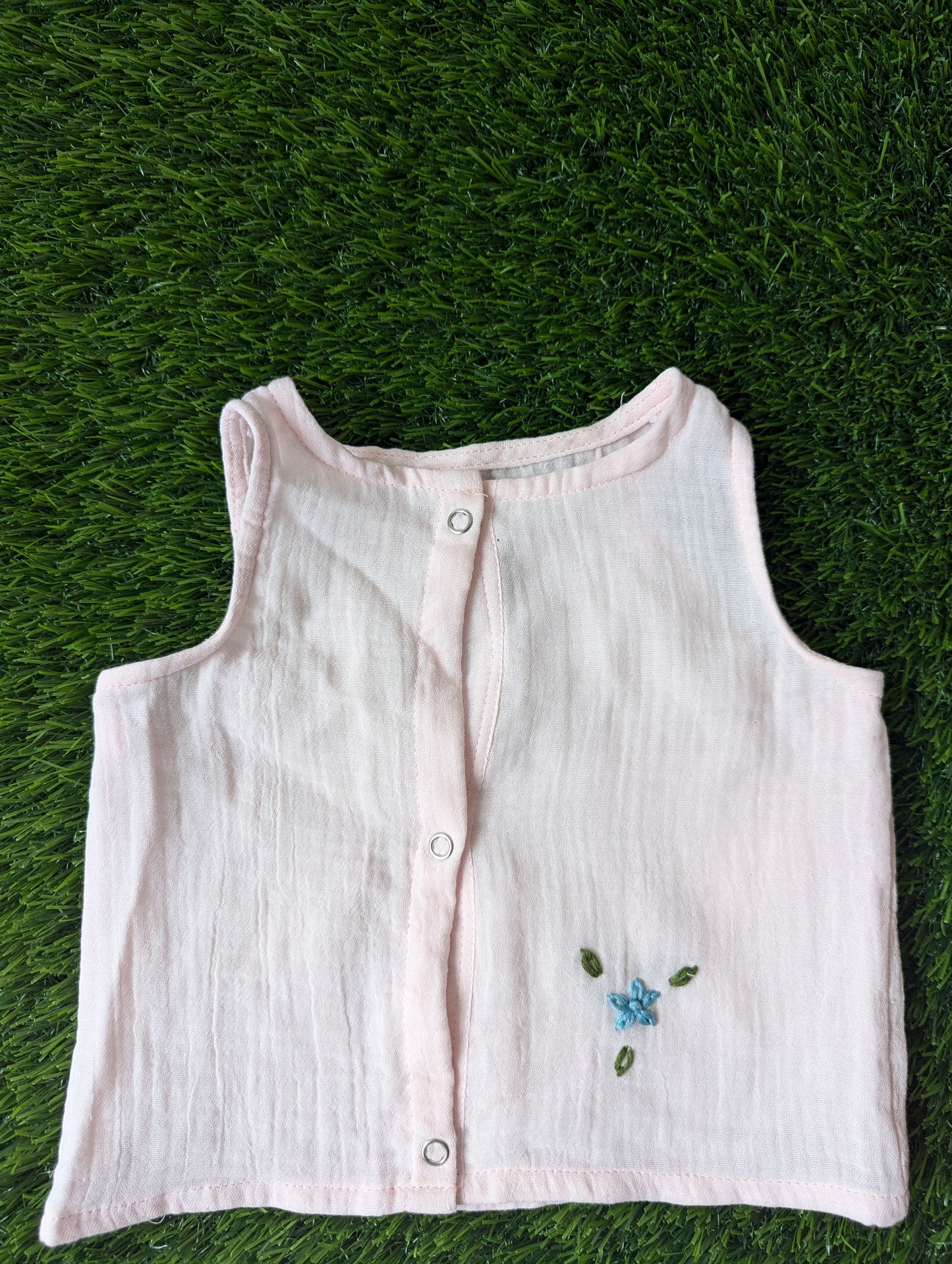 New Born Muslin Embroidery Vest