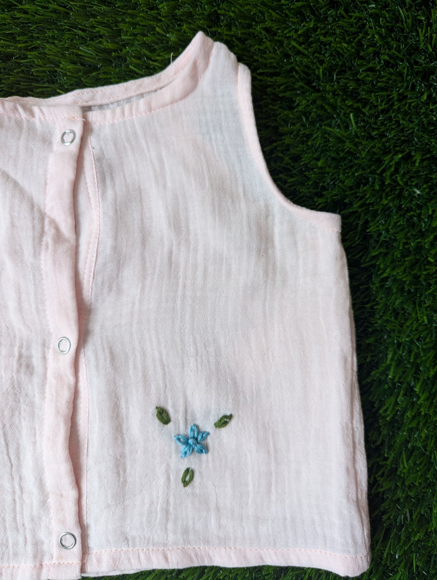 New Born Muslin Embroidery Vest
