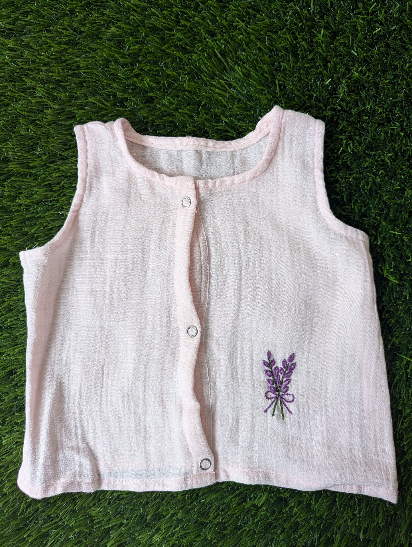 New Born Muslin Embroidery Vest