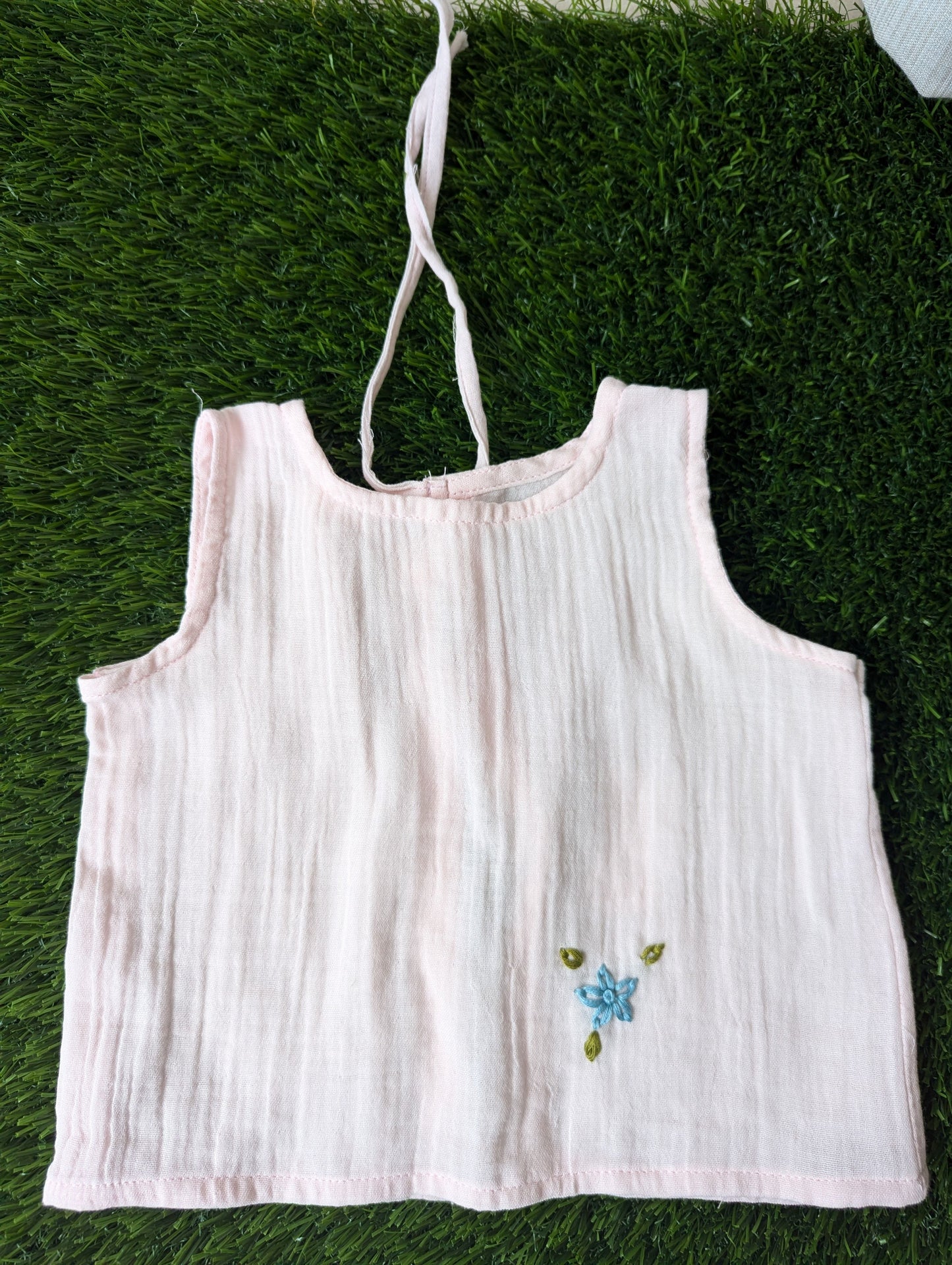 New Born Muslin Embroidery Vest