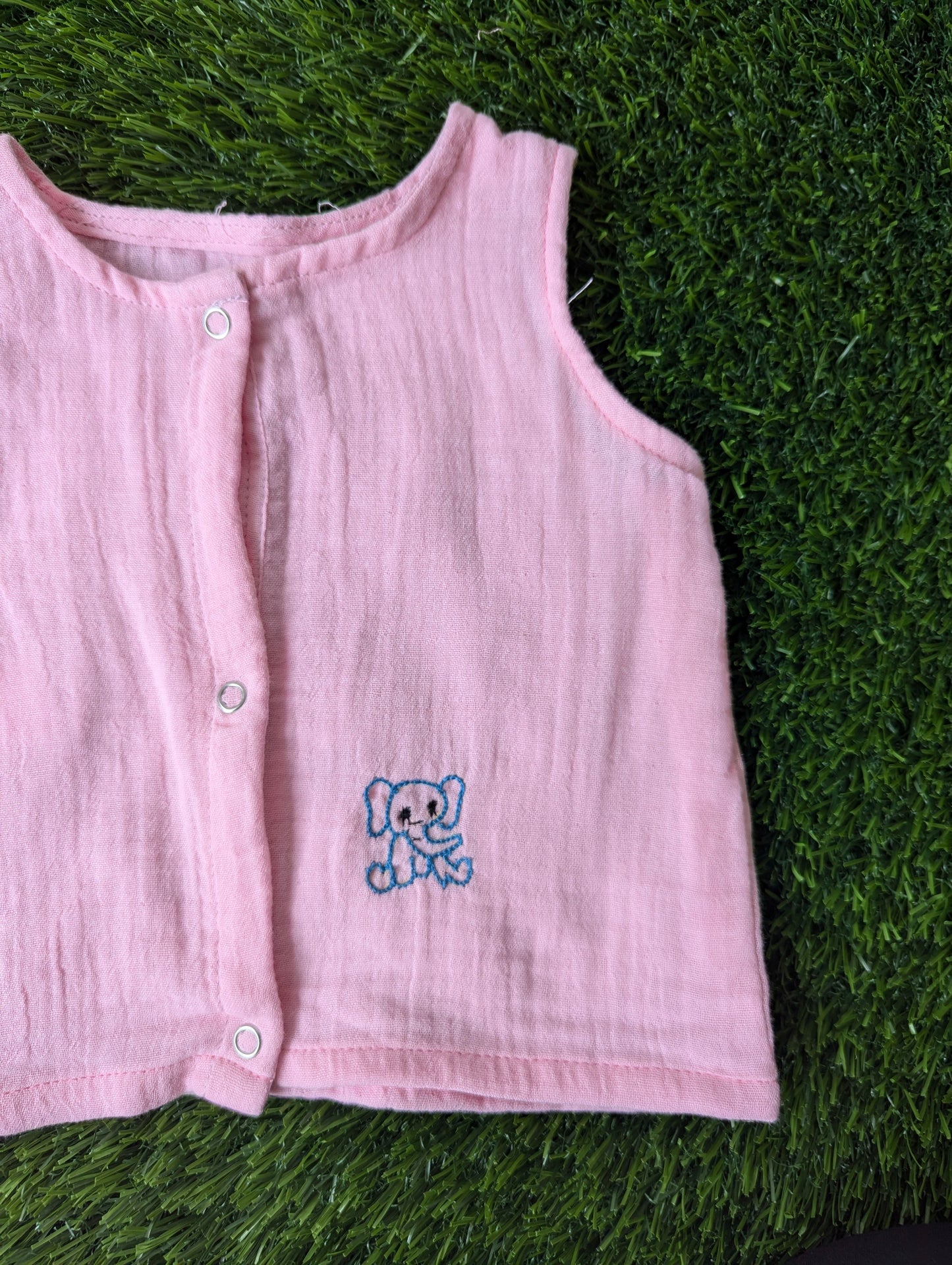 New Born Muslin Embroidery Vest