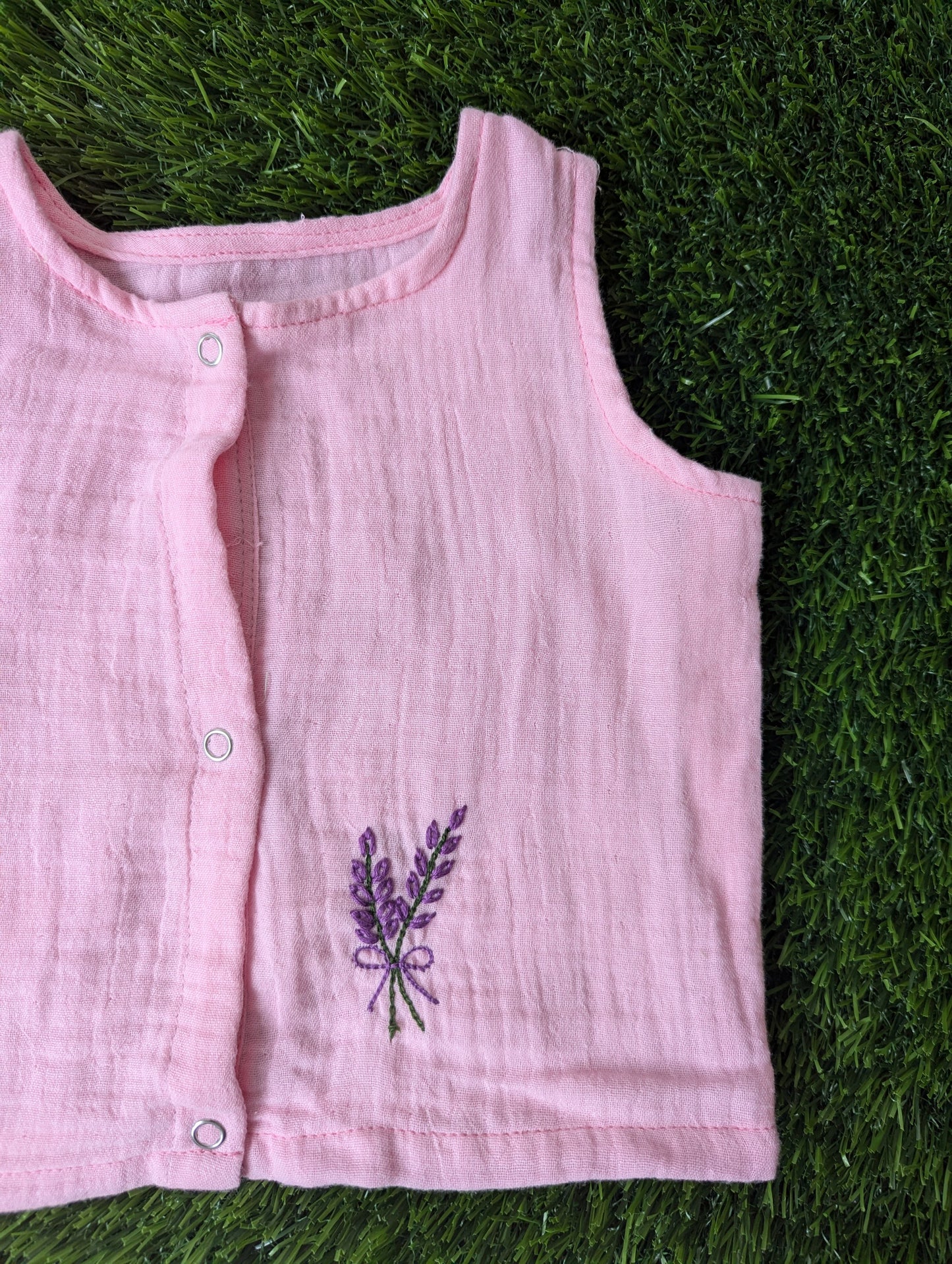 New Born Muslin Embroidery Vest