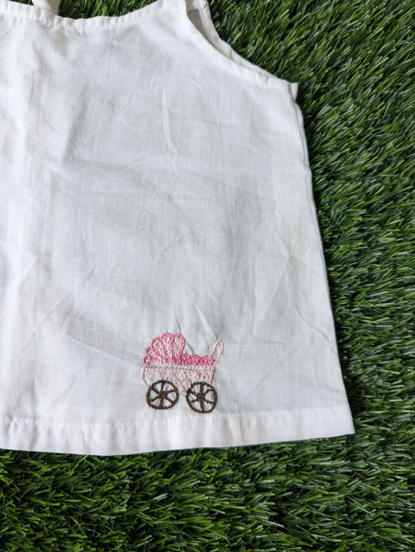 New Born Cotton White Embroidery Vest
