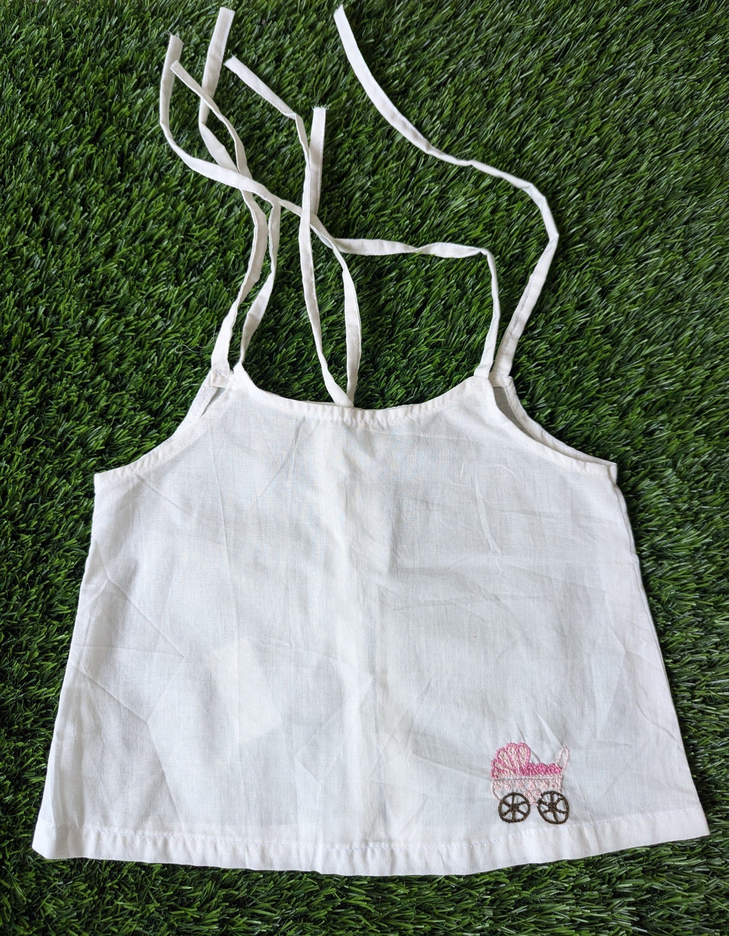 New Born Cotton White Embroidery Vest