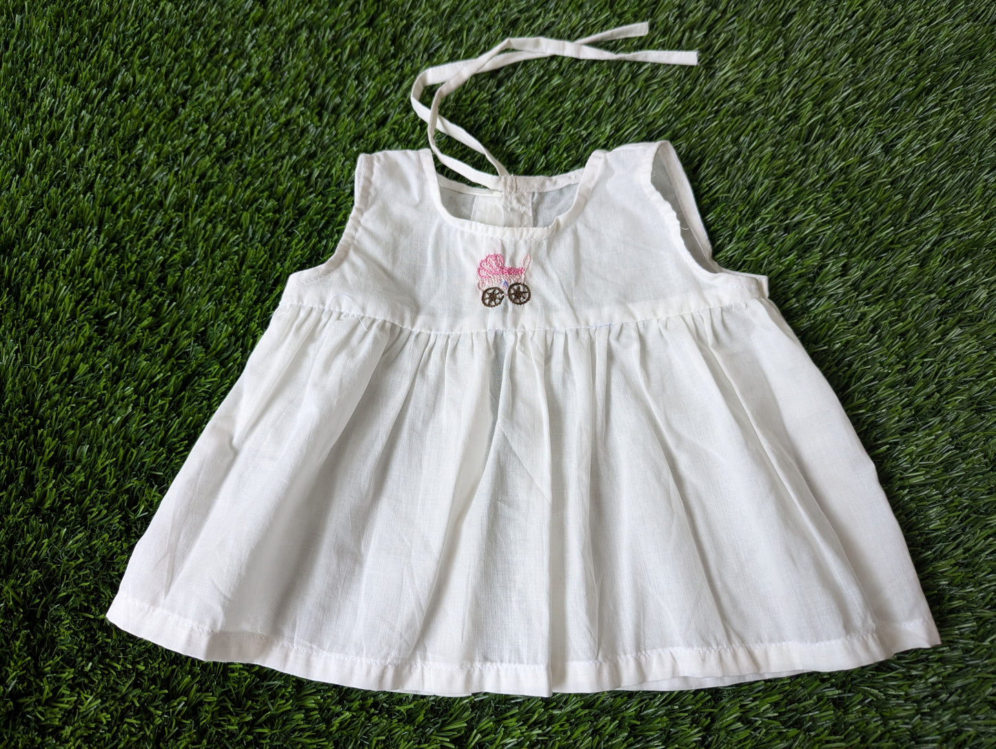 New Born White Cotton Embroidery Dress