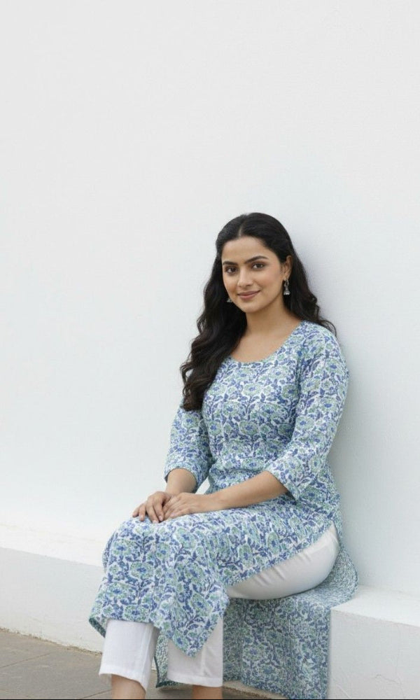 BP White and Blue Kurti