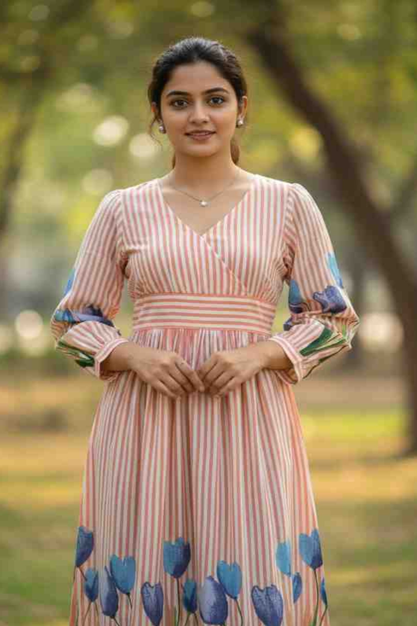 Peach Digital Print Dress