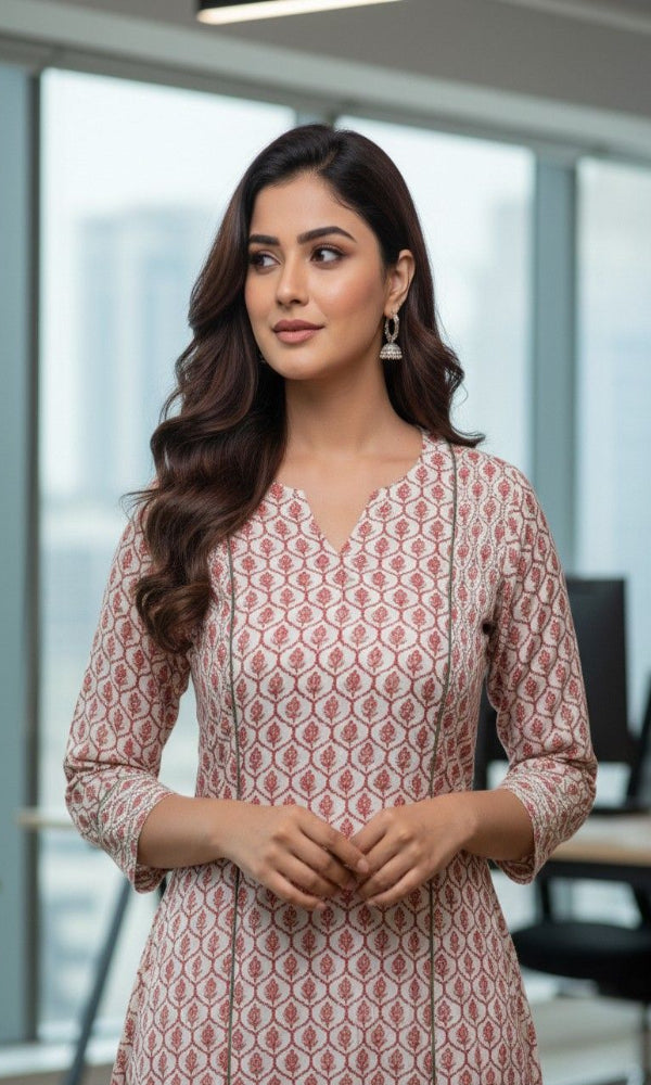 Orange Pintuck Kurta