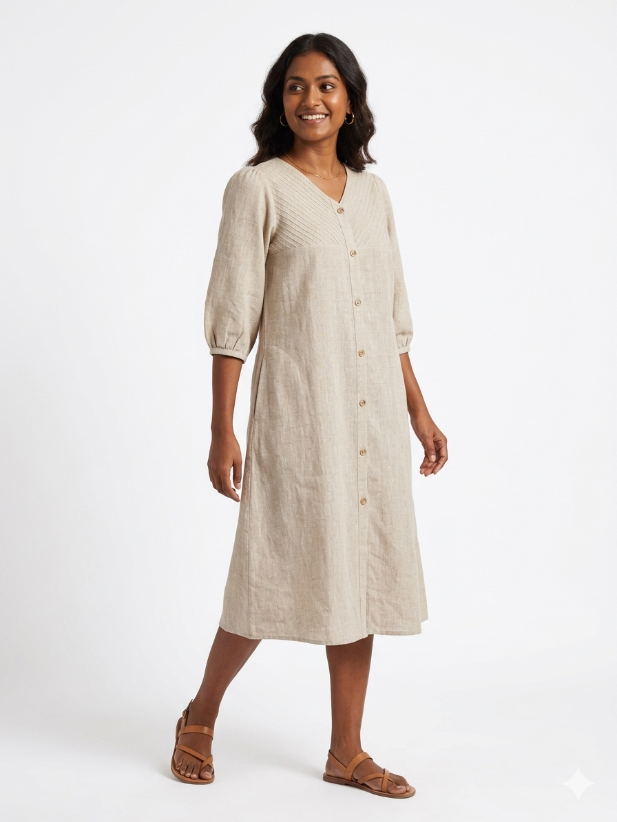 Jute Shirt Pintuck Dress