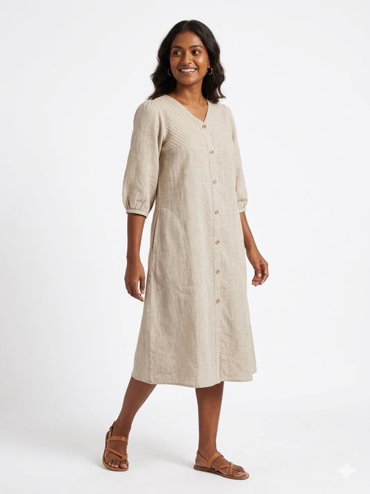 Jute Shirt Pintuck Dress