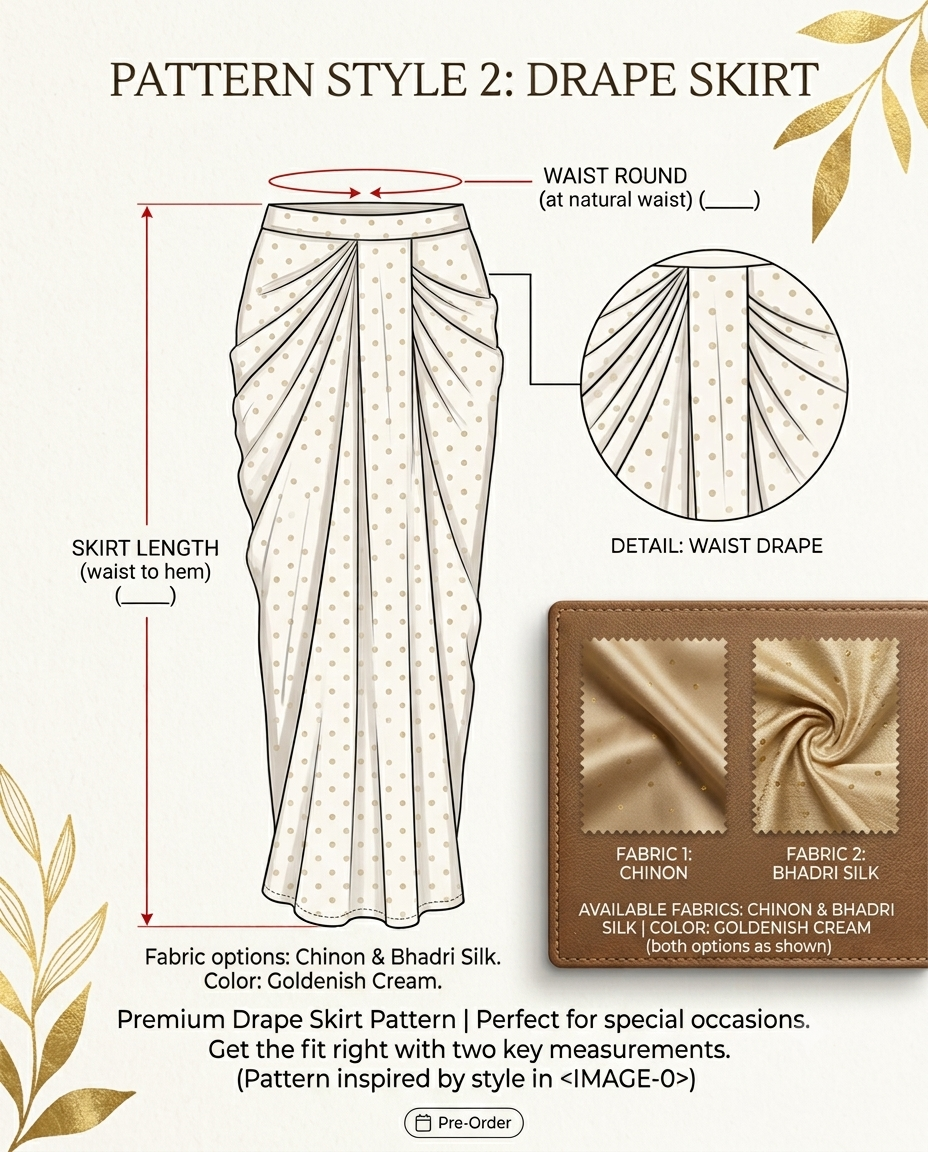 Golden Drape Skirt - " Pre-Order" Series - Despatch in 7 days