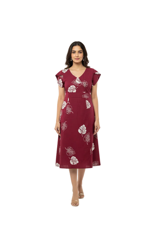 Leafy wine dress