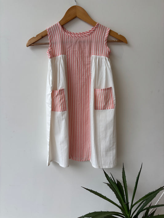 White & Pink Cotton Dress