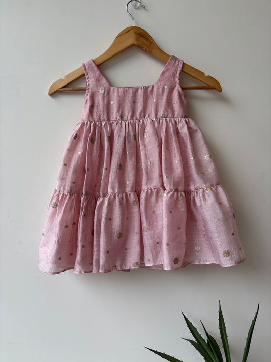Pink tissue tiered Party Dress