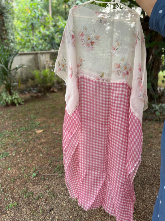 Pink  floral lace Kaftan