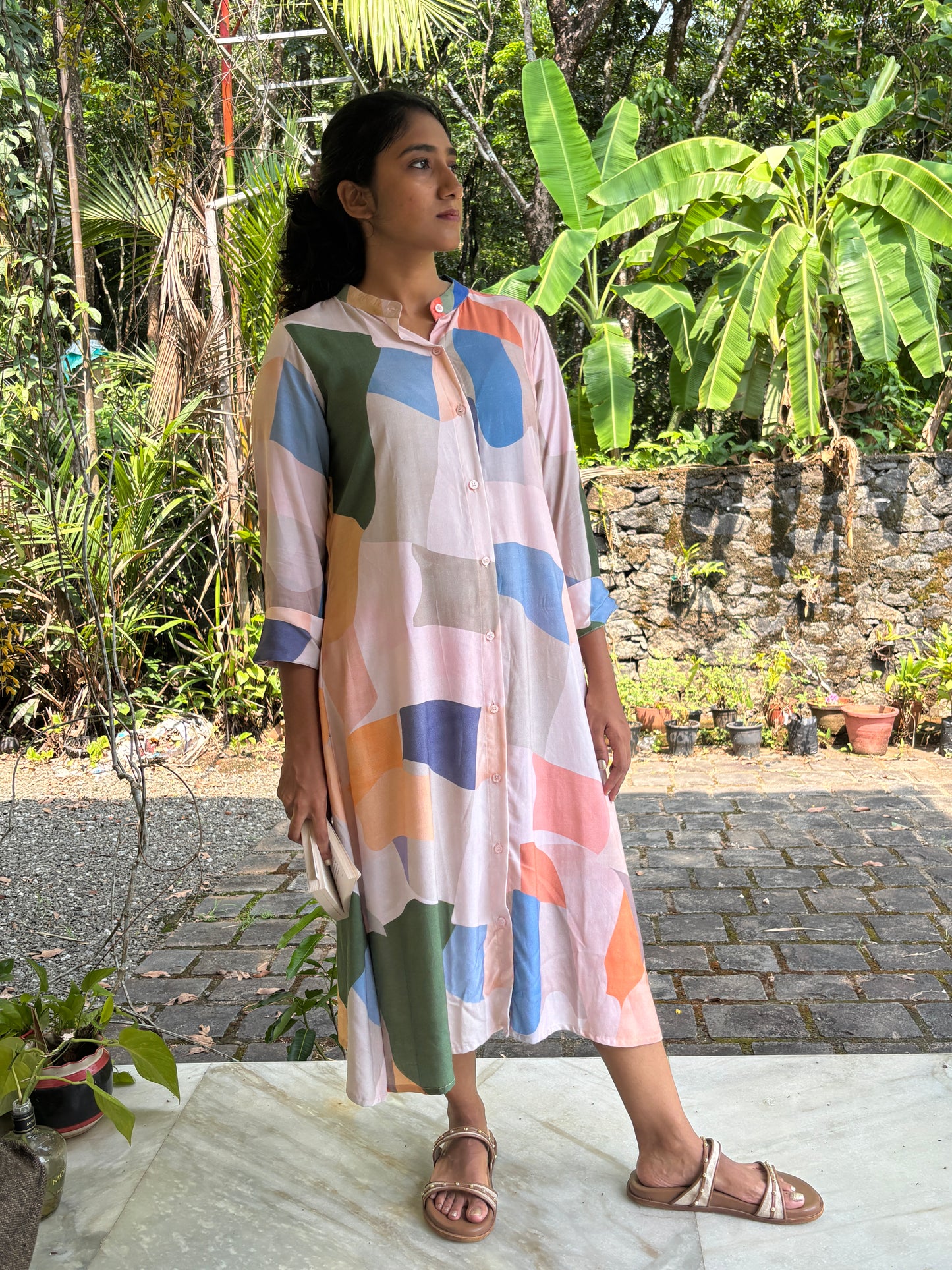 Rayon Shirt Dress Peach