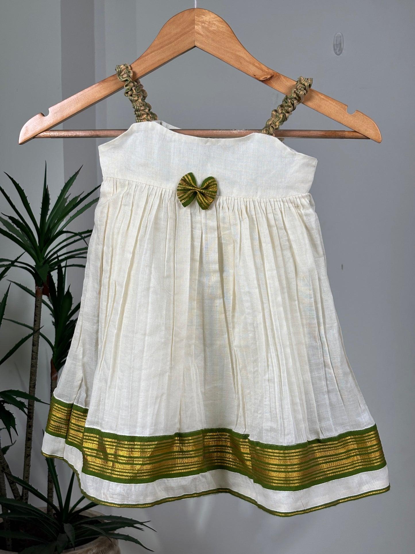 Green Kasavu Dress