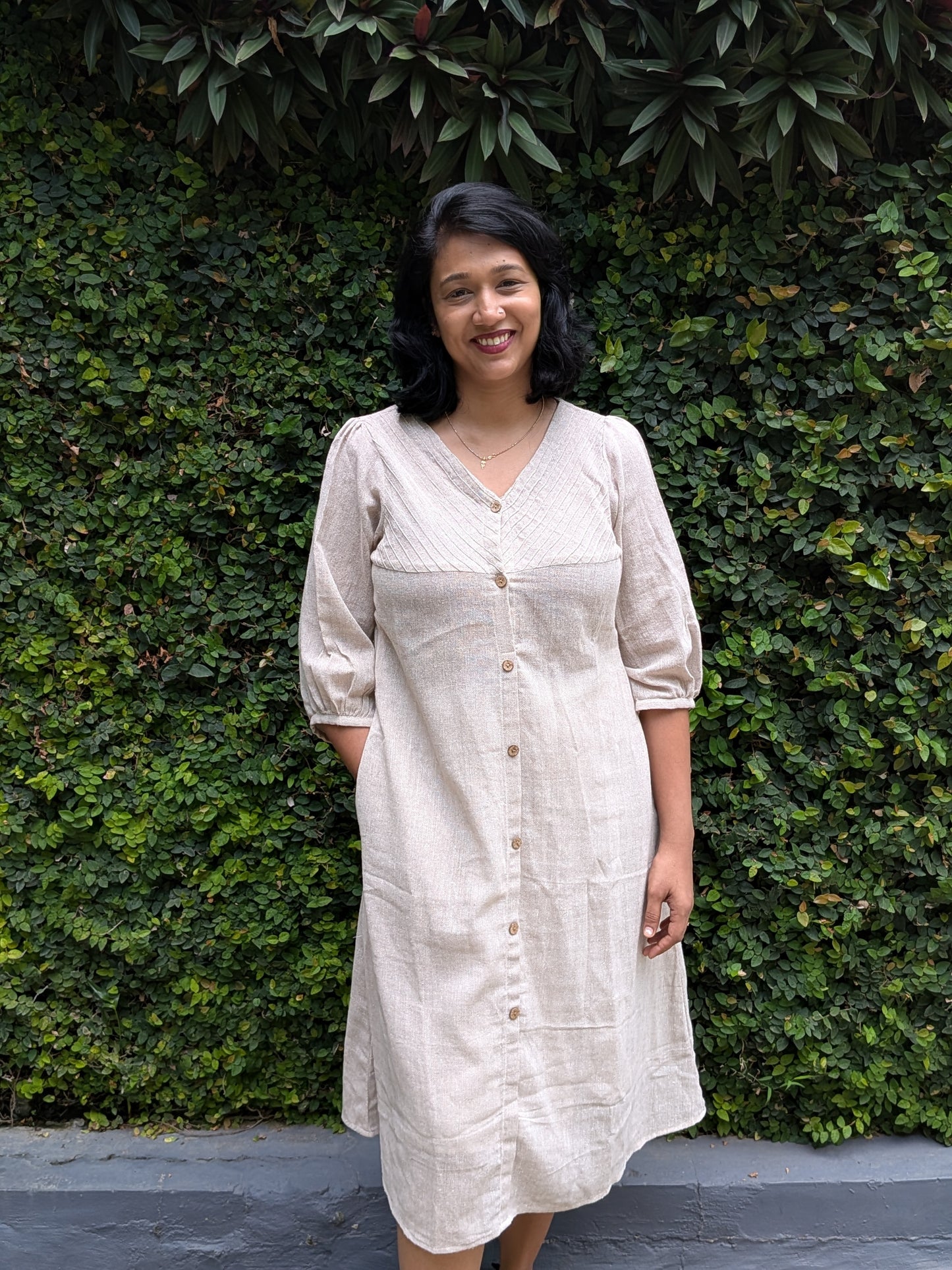 Jute Shirt Pintuck Dress