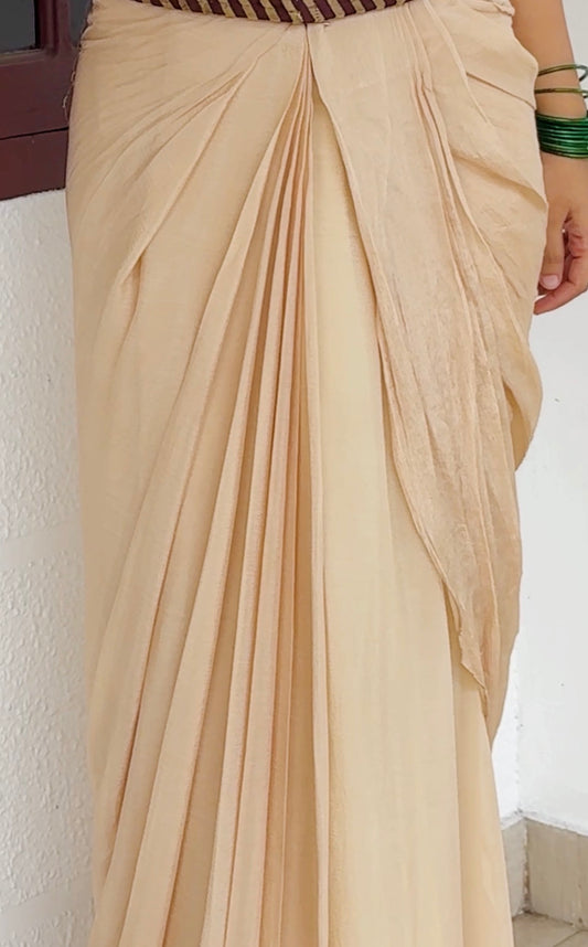 Beige Chinon Drape skirt  - " Pre-Order, Despatch in 7 Days"
