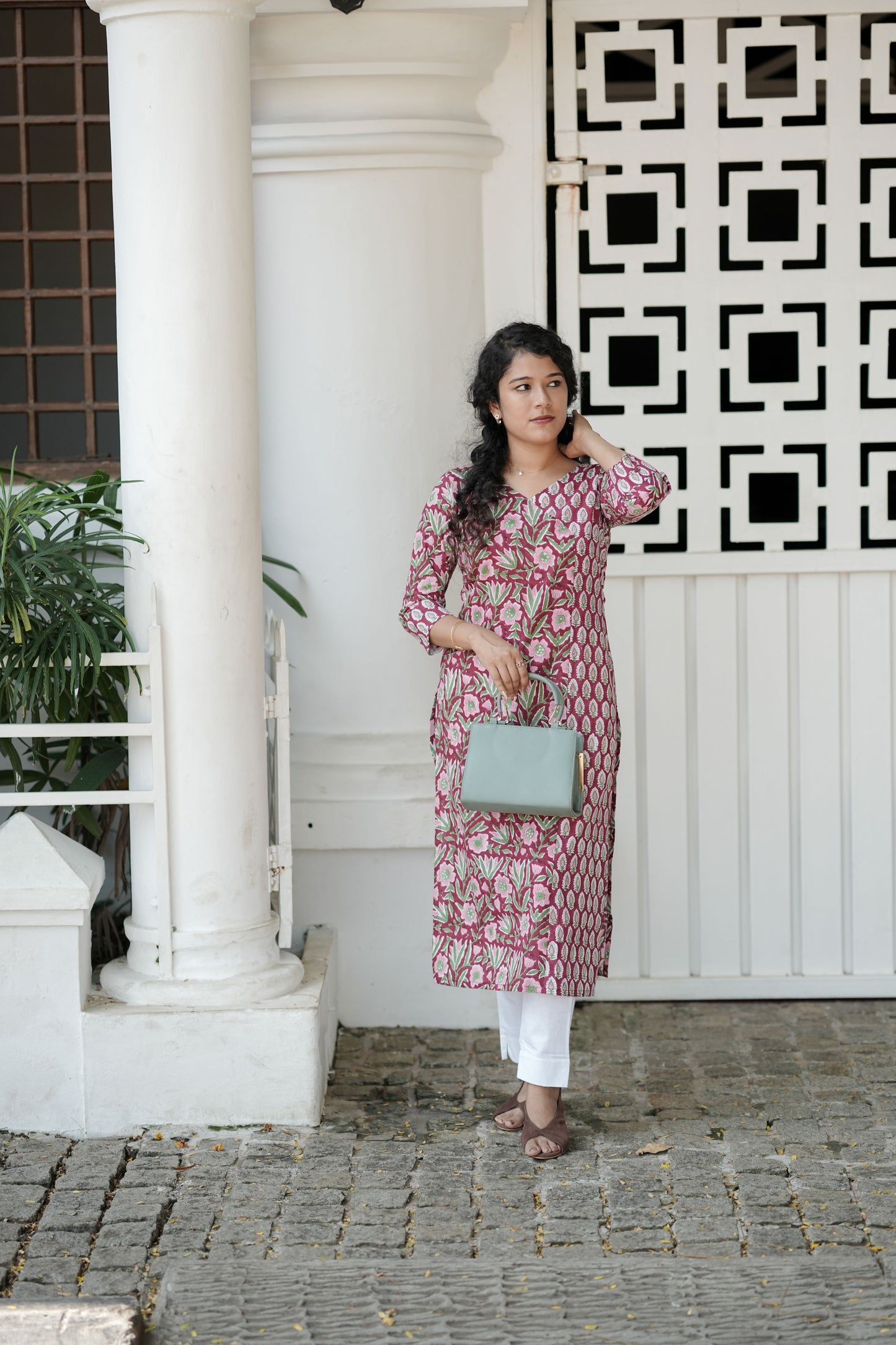 Red  Floral MulCotton Kurti