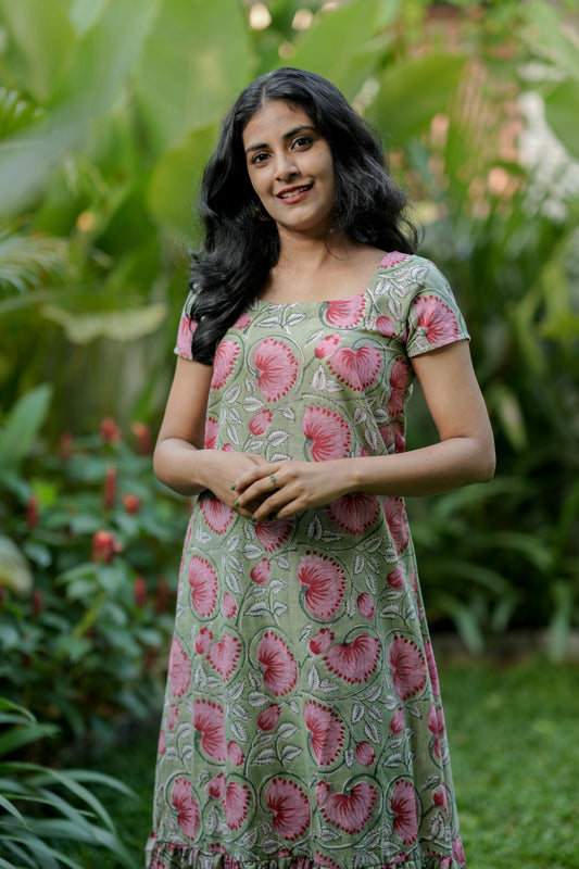 Green & Pink  Dress